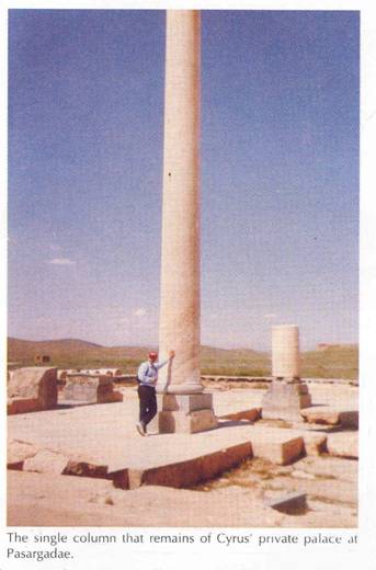 the single column that remains of Cyrus' private palace at Pasargadae